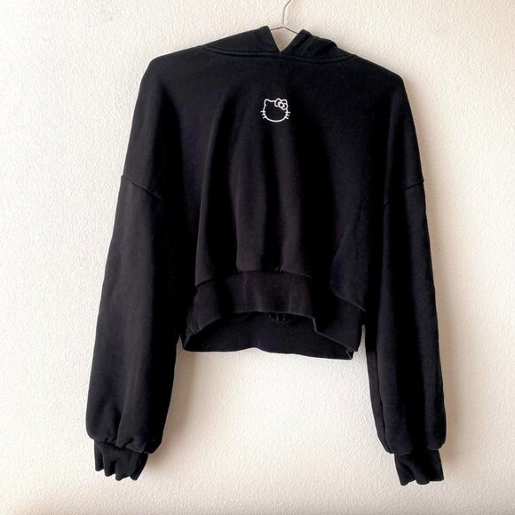 Hello Kitty Forever 21 Black Hoodie Sweatshirt Bow Hood Women's Large - Picture 1 of 6